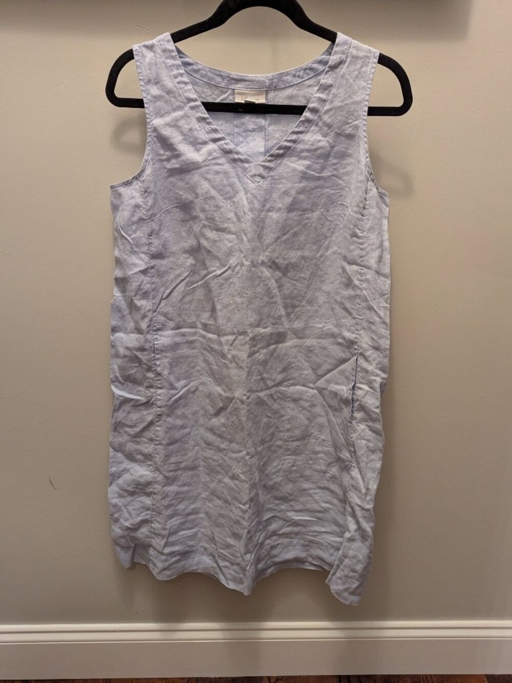 S M blue J. Jill 100% linen shift dress sleeveless summer